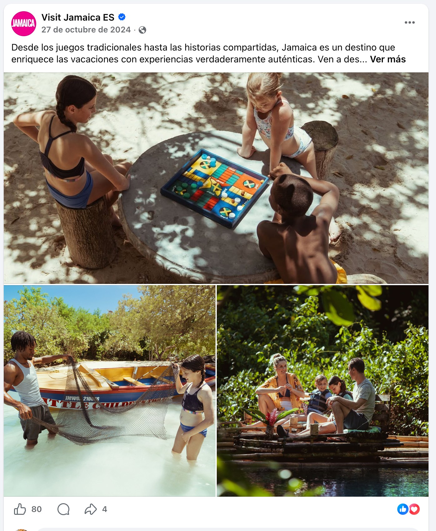 Visit Jamaica ES post — children playing a traditional Jamaican board game