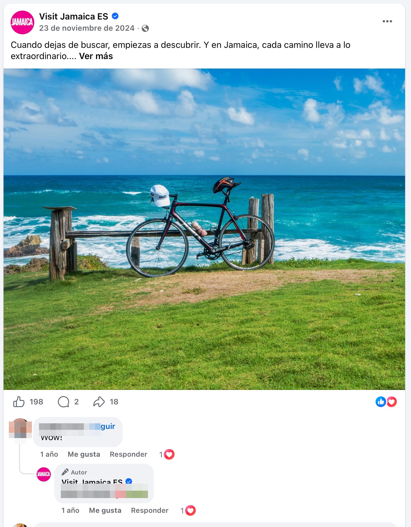 Visit Jamaica ES post — bicycle resting by the Caribbean sea